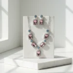 Pink Stone Statement Necklace | Elegant Silver Plated Choker - Image 8