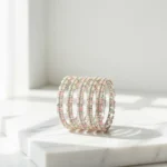 Pink & White Crystal Beaded Bangles Set for Women | Fashionable Alloy Bracelets - Image 8