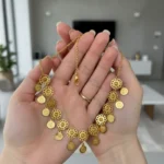 Ethnic Gold Plated Floral Charm Necklace with Coin Pendants for Women - Image 8