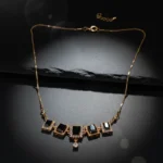 Elegant Gold Plated Necklace with Black Onyx Style Stones & Cubic Zirconia - Image 7