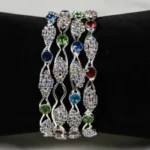 Sparkling Silver Plated Bangle Set with Colorful Rhinestones | Women's Fashion Jewellery - Image 8
