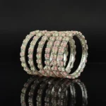 Pink & White Crystal Beaded Bangles Set for Women | Fashionable Alloy Bracelets