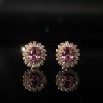 Rose Gold Plated Stud Earrings with Pink Stone & White Accents - Elegant & Stylish - Image 7