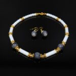Elegant White & Black Beads Necklace Set with Earrings – Fashion Jewelry for Women - Image 8