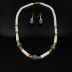 Elegant White & Black Beads Necklace Set with Earrings – Fashion Jewelry for Women - Image 4
