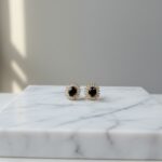 Black Onyx & Cubic Zirconia Stud Earrings for Women - Elegant Gold Plated Jewelry  - Image 3