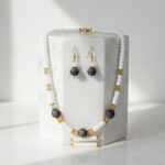Elegant White & Black Beads Necklace Set with Earrings – Fashion Jewelry for Women - Image 6