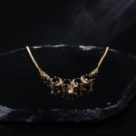 Elegant Gold Plated Black Stone Necklace with CZ Accents for Women - Image 5