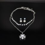 Elegant Layered Pearl Necklace & Earring Set - Flower Pendant & Heart Studs | Daraz Exclusive - Image 6