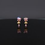 Elegant Pink Sapphire/Cubic Zirconia Gold Plated Flower Drop Earrings - Image 4
