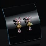 Elegant Pink Sapphire/Cubic Zirconia Gold Plated Flower Drop Earrings - Image 5