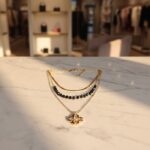 Elegant Layered Gold Chain Necklace with Black Beads & Clover Pendant - Women's Fashion Jewelry - Image 2