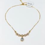 Elegant Gold Plated Flower Design Necklace with Sparkling Stone Pendant for Women - Image 4