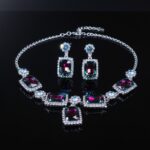 Elegant Multi-Color Stone Necklace & Earring Set for Women - Party Wear Jewelry - Image 3
