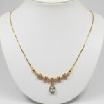 Elegant Gold Plated Flower Design Necklace with Sparkling Stone Pendant for Women