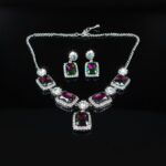 Elegant Multi-Color Stone Necklace & Earring Set for Women - Party Wear Jewelry - Image 5