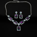 Elegant Multi-Color Stone Necklace & Earring Set for Women - Party Wear Jewelry
