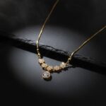 Elegant Gold Plated Flower Design Necklace with Sparkling Stone Pendant for Women - Image 8