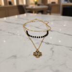 Elegant Layered Gold Chain Necklace with Black Beads & Clover Pendant - Women's Fashion Jewelry - Image 8